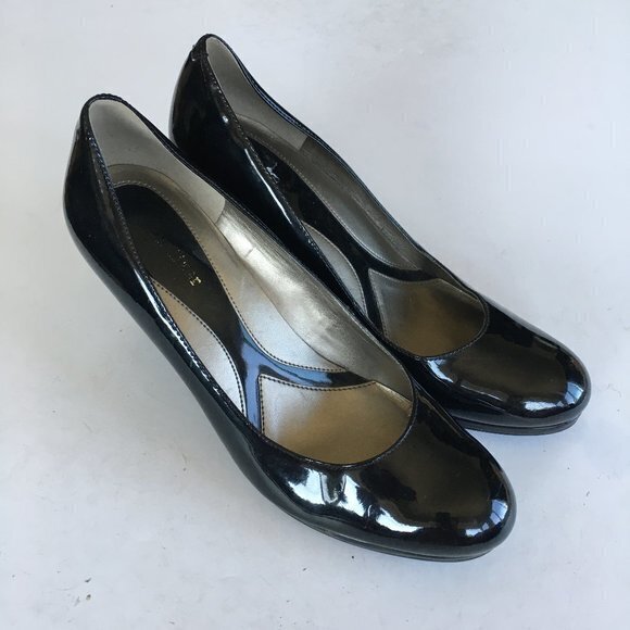 NATURALIZER LENNOX Black‎ Patent Leather Heels Pumps Womens Size 8M Work - Picture 2 of 9